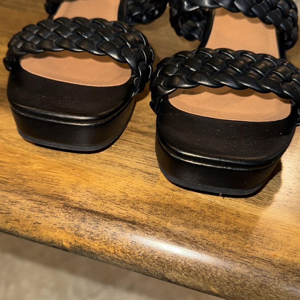 White Mt. Black Wedge Sandals - Picture 3 of 7